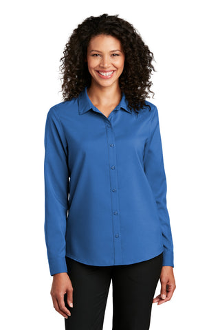 Port Authority Ladies Long Sleeve Performance Staff Shirt (True Blue)