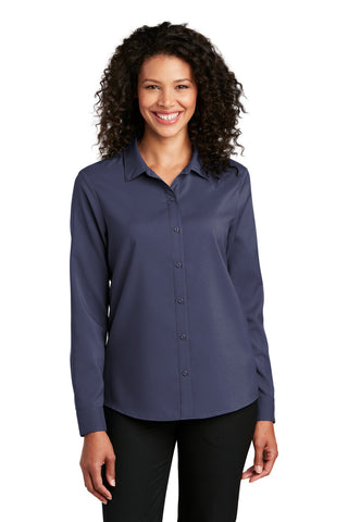 Port Authority Ladies Long Sleeve Performance Staff Shirt (True Navy)