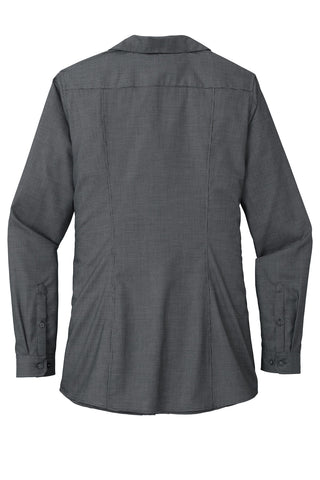 Port Authority Ladies Pincheck Easy Care Shirt (Black/ Grey Steel)