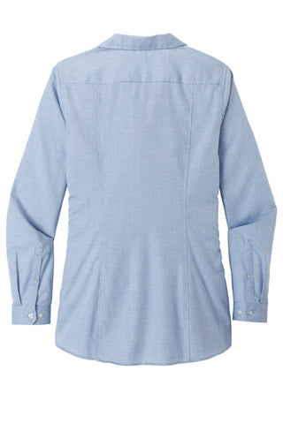 Port Authority Ladies Pincheck Easy Care Shirt (Blue Horizon/ White)