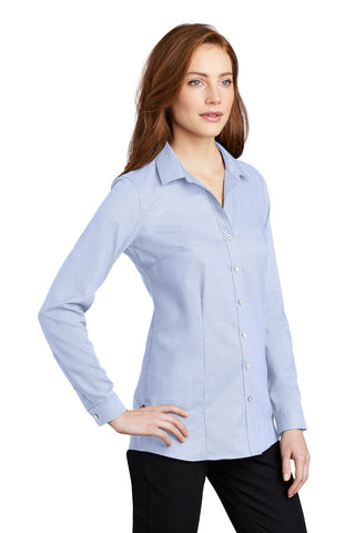 Port Authority Ladies Pincheck Easy Care Shirt (Blue Horizon/ White)