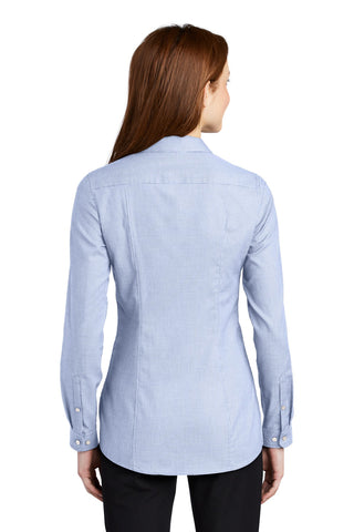 Port Authority Ladies Pincheck Easy Care Shirt (Blue Horizon/ White)