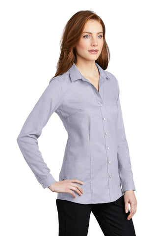 Port Authority Ladies Pincheck Easy Care Shirt (Gusty Grey/ White)