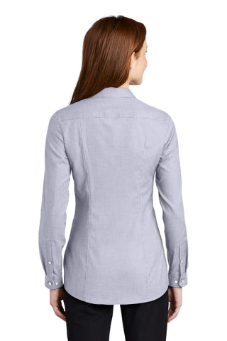 Port Authority Ladies Pincheck Easy Care Shirt (Gusty Grey/ White)