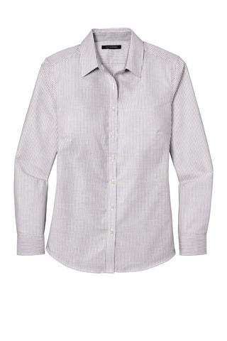 Port Authority Ladies SuperPro Oxford Stripe Shirt (Gusty Grey/ White)