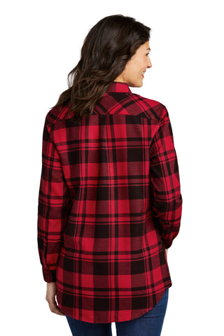 Port Authority Ladies Plaid Flannel Tunic (Engine Red/ Black)