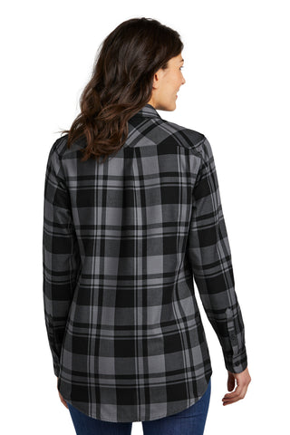 Port Authority Ladies Plaid Flannel Tunic (Grey/ Black)