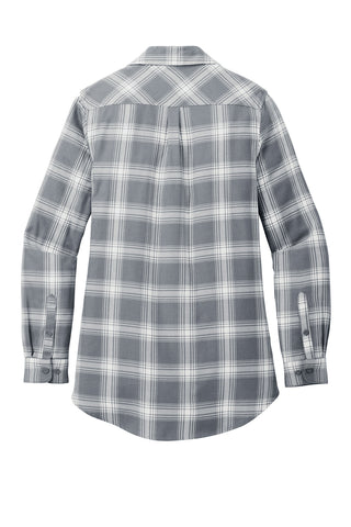 Port Authority Ladies Plaid Flannel Tunic (Grey/ Cream Open Plaid)