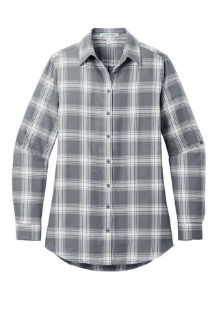 Port Authority Ladies Plaid Flannel Tunic (Grey/ Cream Open Plaid)