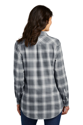 Port Authority Ladies Plaid Flannel Tunic (Grey/ Cream Open Plaid)