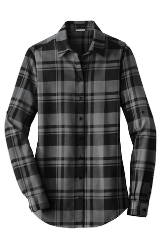 Port Authority Ladies Plaid Flannel Tunic (Grey/ Black)