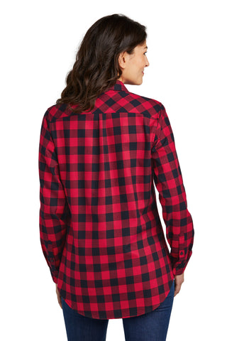 Port Authority Ladies Plaid Flannel Tunic (Red/ Black Buffalo Check)