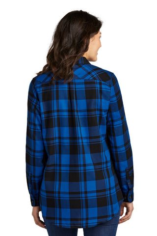 Port Authority Ladies Plaid Flannel Tunic (Royal/ Black)