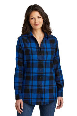 Port Authority Ladies Plaid Flannel Tunic (Royal/ Black)