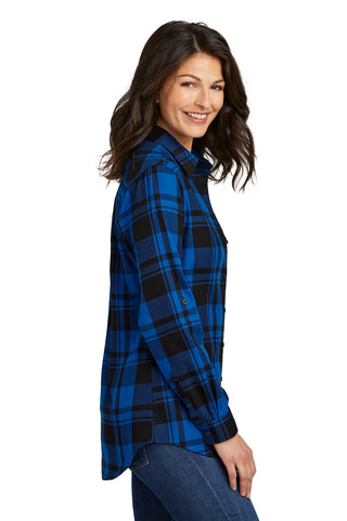 Port Authority Ladies Plaid Flannel Tunic (Royal/ Black)