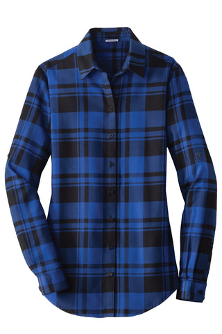 Port Authority Ladies Plaid Flannel Tunic (Royal/ Black)