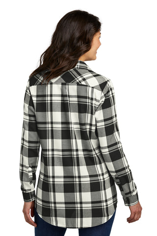 Port Authority Ladies Plaid Flannel Tunic (Snow White/ Black)