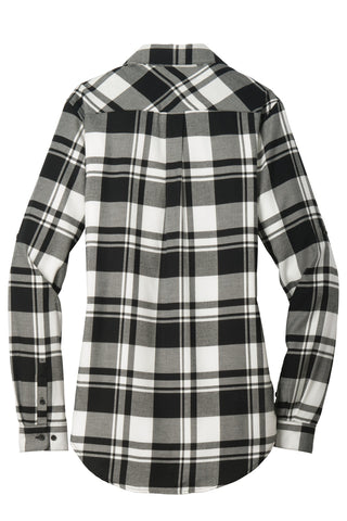 Port Authority Ladies Plaid Flannel Tunic (Snow White/ Black)