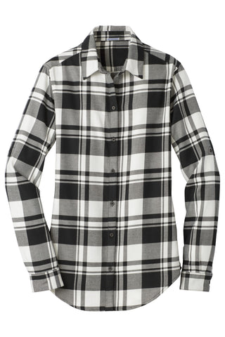 Port Authority Ladies Plaid Flannel Tunic (Snow White/ Black)