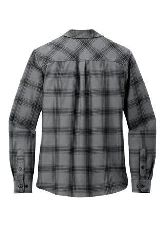 Port Authority Ladies Plaid Flannel Shirt (Grey/ Black Open Plaid)