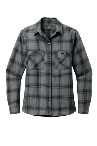 Port Authority Ladies Plaid Flannel Shirt (Grey/ Black Open Plaid)