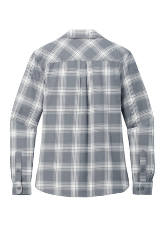 Port Authority Ladies Plaid Flannel Shirt (Grey/ Cream Open Plaid)