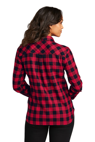 Port Authority Ladies Plaid Flannel Shirt (Red/ Black Buffalo Check)