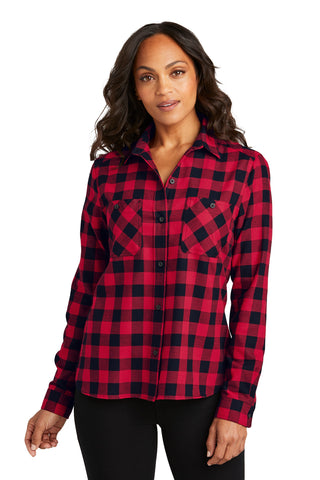 Port Authority Ladies Plaid Flannel Shirt (Red/ Black Buffalo Check)