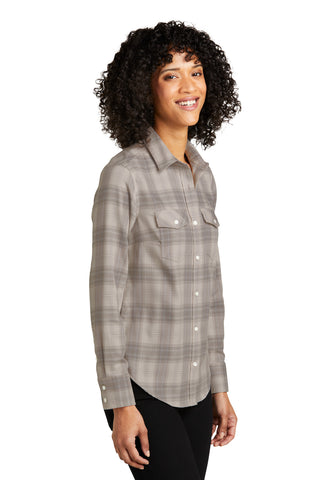 Port Authority Ladies Long Sleeve Ombre Plaid Shirt (Frost Grey)