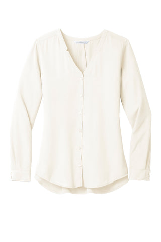 Port Authority Ladies Long Sleeve Button-Front Blouse (Ivory Chiffon)