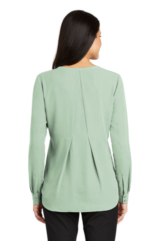 Port Authority Ladies Long Sleeve Button-Front Blouse (Misty Sage)