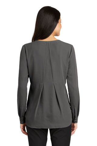 Port Authority Ladies Long Sleeve Button-Front Blouse (Sterling Grey)