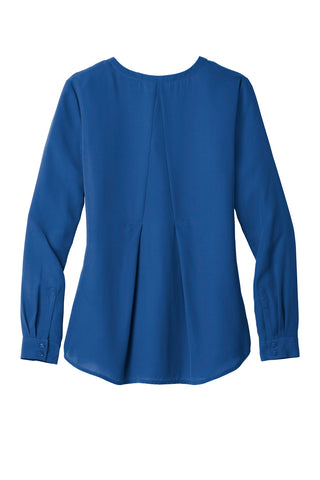 Port Authority Ladies Long Sleeve Button-Front Blouse (True Blue)