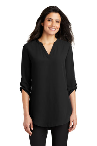 Port Authority Ladies 3/4-Sleeve Tunic Blouse (Black)