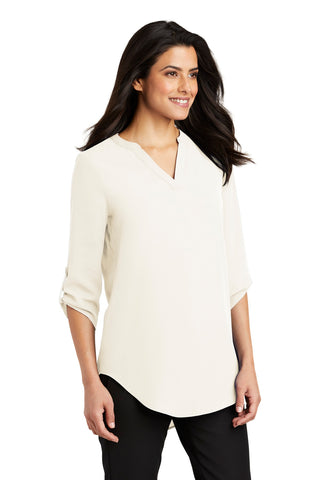 Port Authority Ladies 3/4-Sleeve Tunic Blouse (Ivory Chiffon)