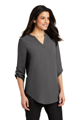 Port Authority Ladies 3/4-Sleeve Tunic Blouse (Sterling Grey)