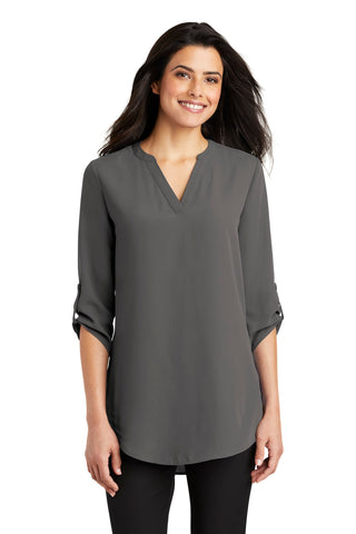 Port Authority Ladies 3/4-Sleeve Tunic Blouse (Sterling Grey)