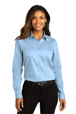 Port Authority Ladies Long Sleeve SuperPro ReactTwill Shirt (Cloud Blue)