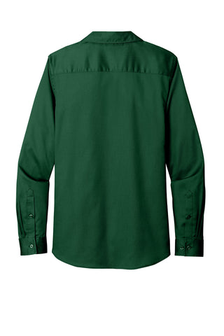 Port Authority Ladies Long Sleeve SuperPro ReactTwill Shirt (Dark Green)