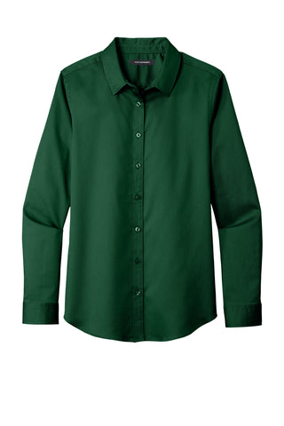 Port Authority Ladies Long Sleeve SuperPro ReactTwill Shirt (Dark Green)