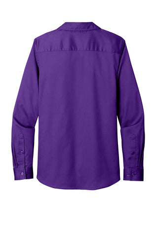 Port Authority Ladies Long Sleeve SuperPro ReactTwill Shirt (Purple)