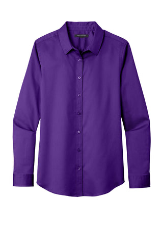 Port Authority Ladies Long Sleeve SuperPro ReactTwill Shirt (Purple)