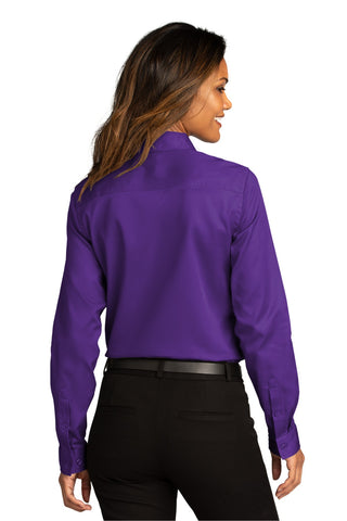 Port Authority Ladies Long Sleeve SuperPro ReactTwill Shirt (Purple)