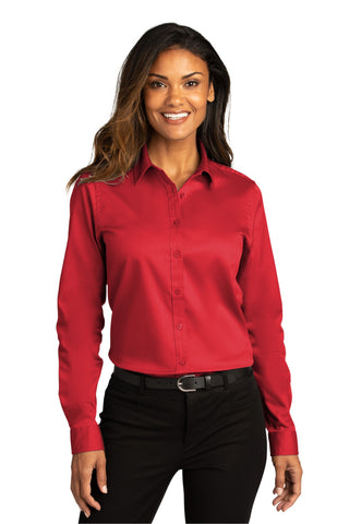 Port Authority Ladies Long Sleeve SuperPro ReactTwill Shirt (Rich Red)