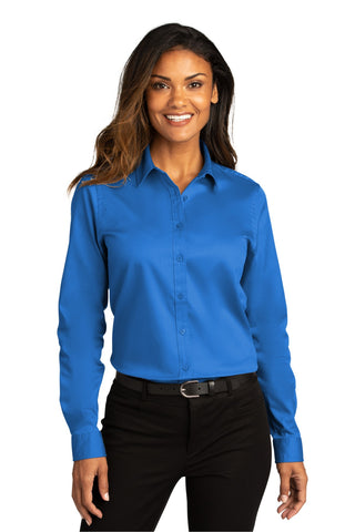 Port Authority Ladies Long Sleeve SuperPro ReactTwill Shirt (Strong Blue)