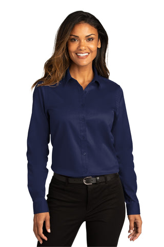 Port Authority Ladies Long Sleeve SuperPro ReactTwill Shirt (True Navy)