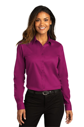 Port Authority Ladies Long Sleeve SuperPro ReactTwill Shirt (Wild Berry)