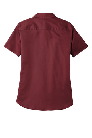 Port Authority Ladies Short Sleeve SuperPro ReactTwill Shirt (Burgundy)