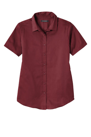 Port Authority Ladies Short Sleeve SuperPro ReactTwill Shirt (Burgundy)