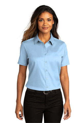 Port Authority Ladies Short Sleeve SuperPro ReactTwill Shirt (Cloud Blue)